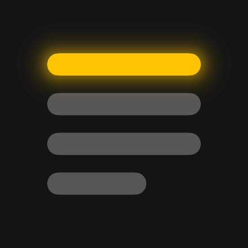 PageFirst app icon: one glowing yellow line above three grey lines of text on a dark square.